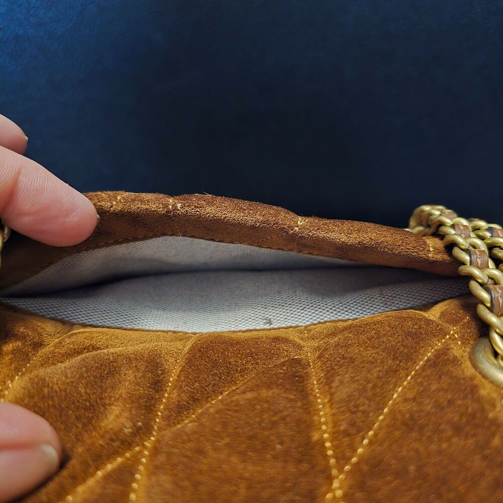 Coach Tabby 20 Brown Quilted Suede Shoulder Bag - Picture 9 of 14
